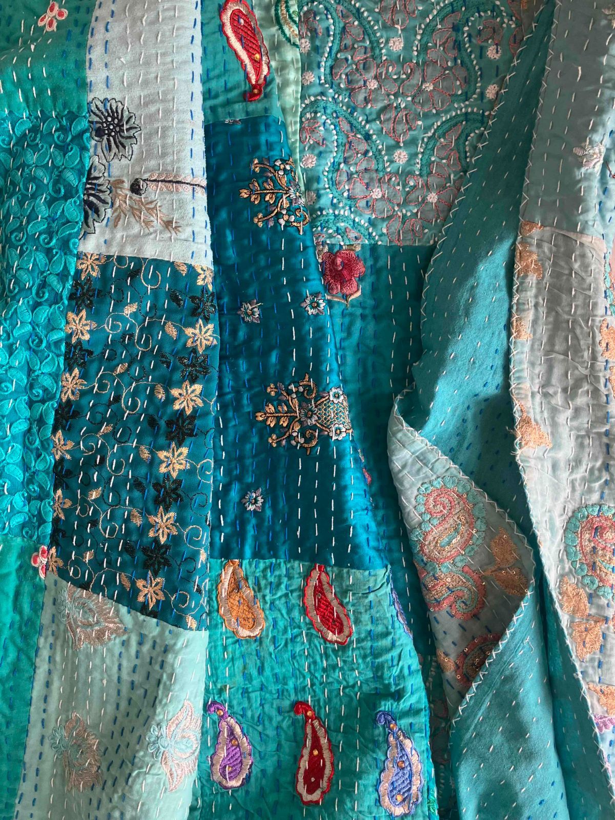 カンタキルト　タペストリー カンタキルト マルチカバー サリーパッチワーク #16 BLUE - メルカリ