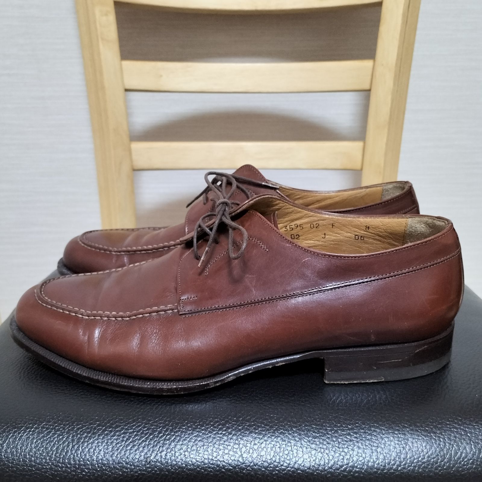 サントーニ Santoni 靴 27cm 茶 Uチップ ビジネスシューズ 外羽根式 本革 レザー 男性用 メンズ イタリア製 8 F - メルカリ