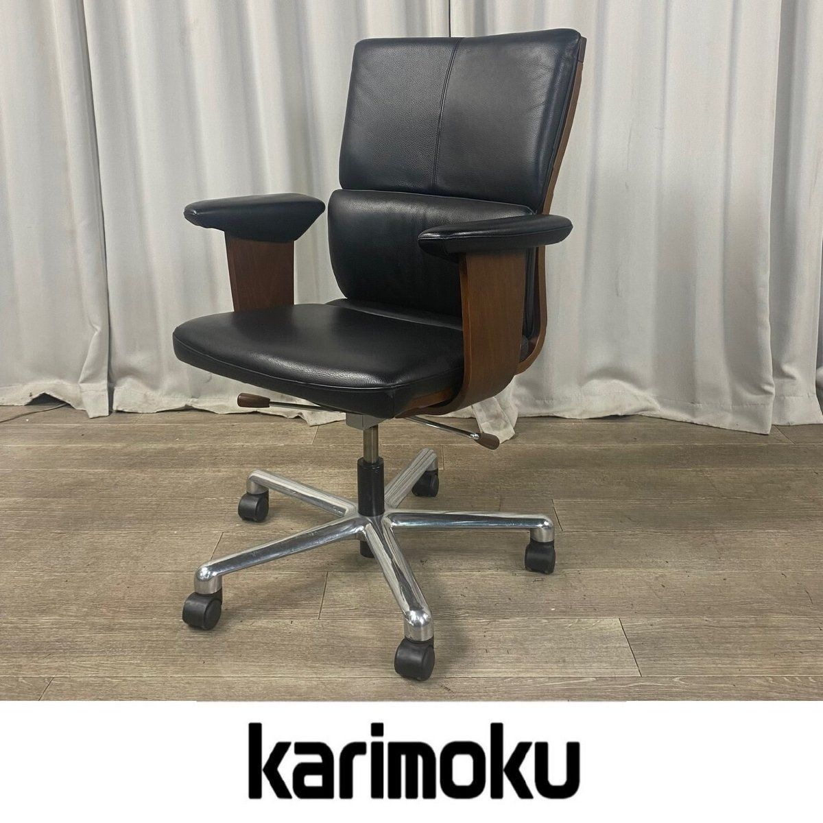 GE64 カリモク X38 本革 デスク チェア | レザー オフィス 書斎 プレジデント エグゼクティブ | 神奈川県秦野市|A3