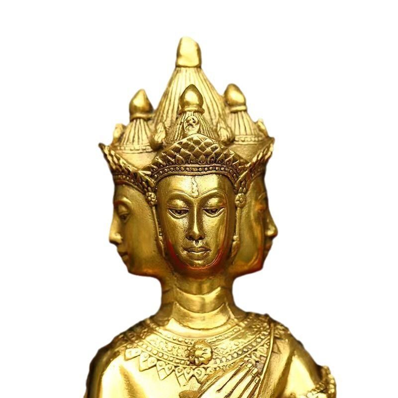 仏陀 エラワン仏陀 置物 オブジェ 黄金 ゴールド 金色 銅製 四面