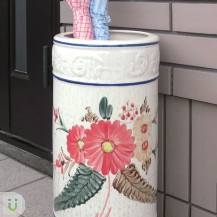 ハンドペイント陶器傘立て 花柄 ハート形透かし模様 - メルカリ