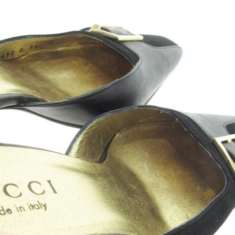新品 グッチ ミュール 23cm グッチ GUCCI ミュール ミドルヒール スクエアトゥ 切替 ベルト