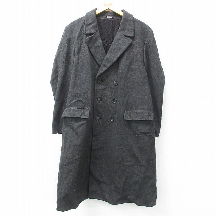 M/古着 長袖 ウール コート メンズ 90s ロング丈 濃グレー 25feb19 中古 アウター