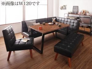 ダイニングセット（テーブルu0026ソファ ベンチ チェア） 古木風 ヴィンテージ カフェスタイル リビングダイニング 6人 5点セット(テーブル+ソファ1脚+アームソファ1脚+チェア1脚+ベンチ1脚) 