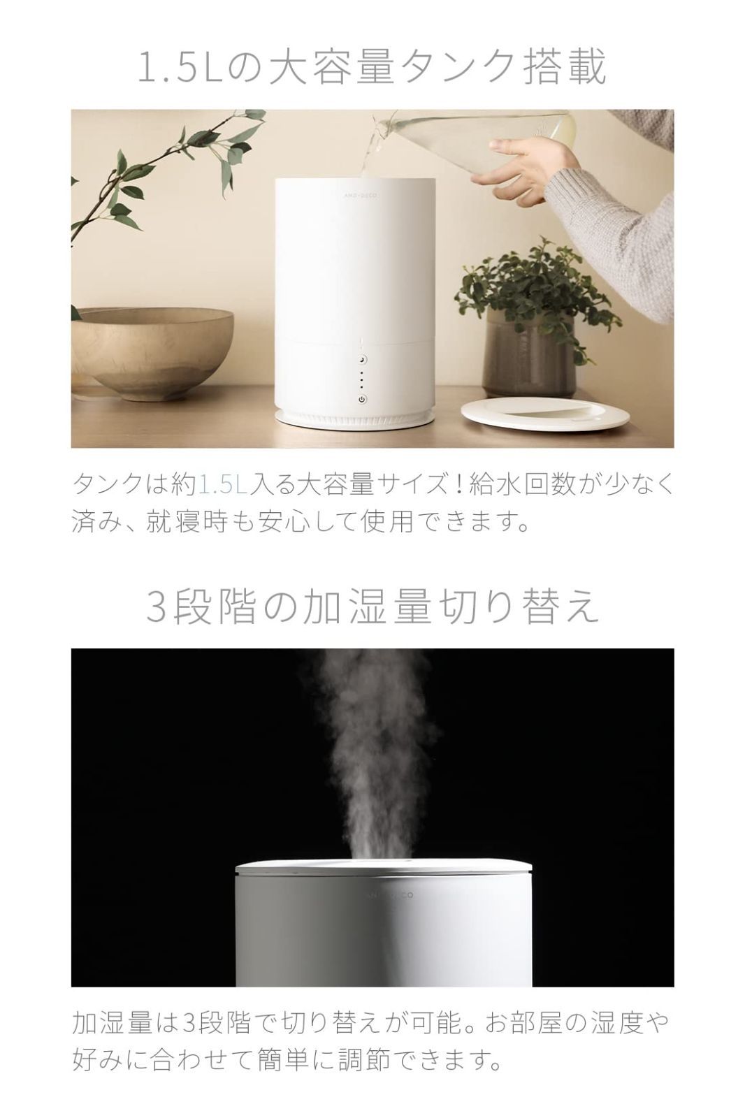 特価商品】上部給水型 【1年間】 超音波加湿器 1.5L 加湿器 コンパクト 静音 省エネ モダンデコ アロマ加湿器 卓上 (グレー) - メルカリ