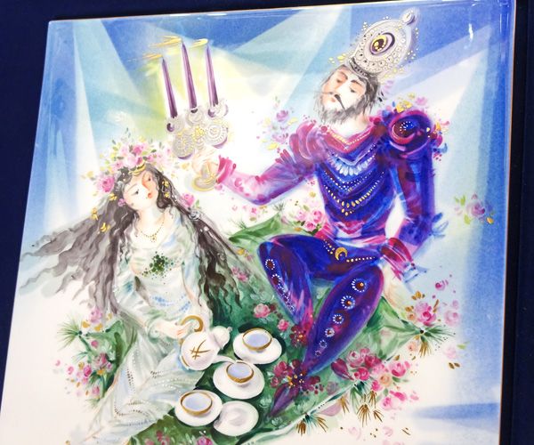 質コニシ】【Meissen/マイセン】陶板画 魔法の絨毯 アラビアン