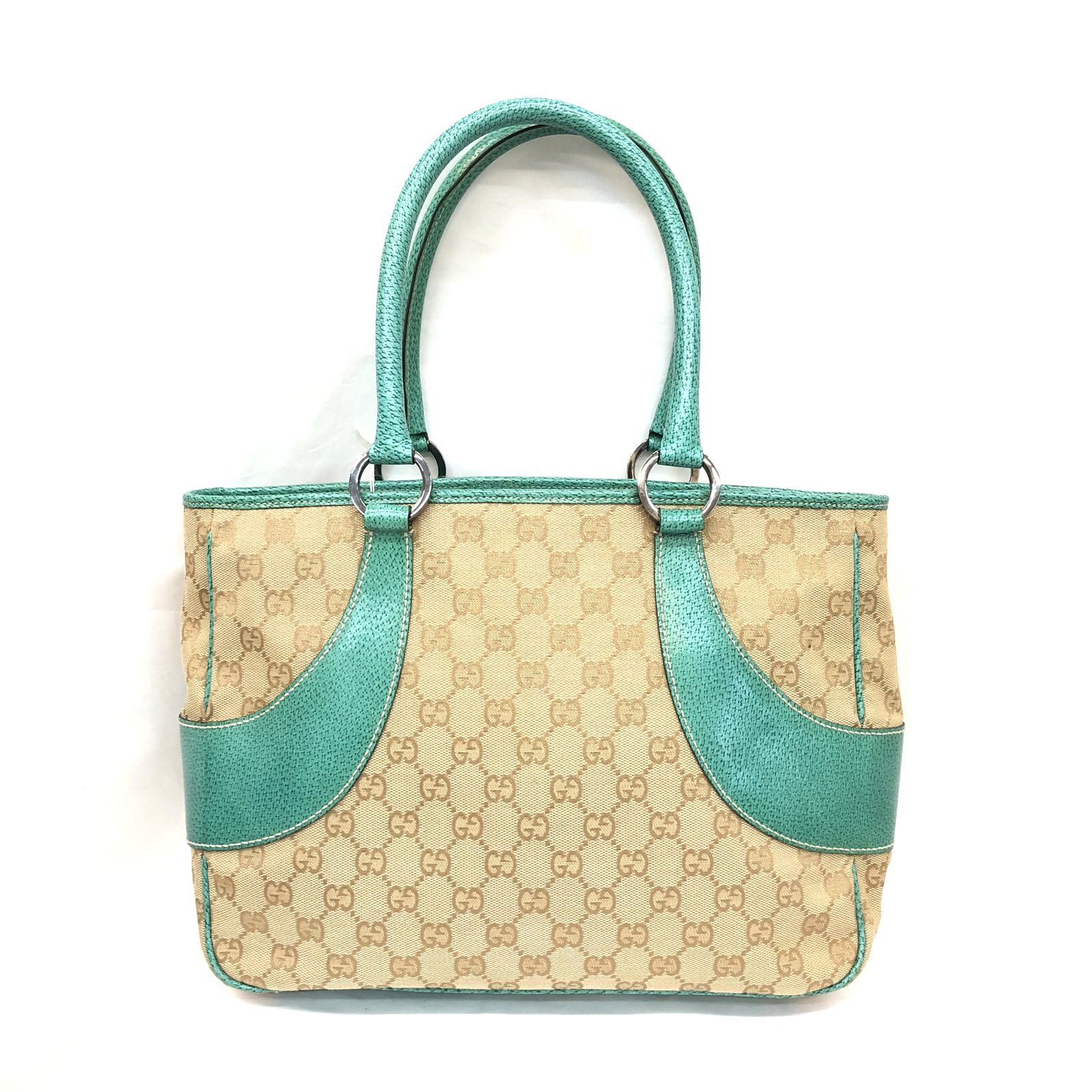 GUCCI グッチ トートバッグ ベージュ グリーン GGキャンバス GG柄
