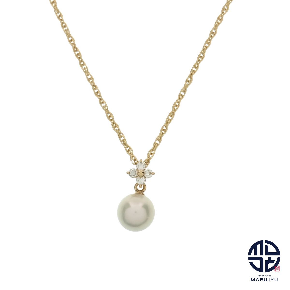TASAKI タサキ 田崎 K18 18金イエローゴールド ダイヤ0.05ct アコヤ 
