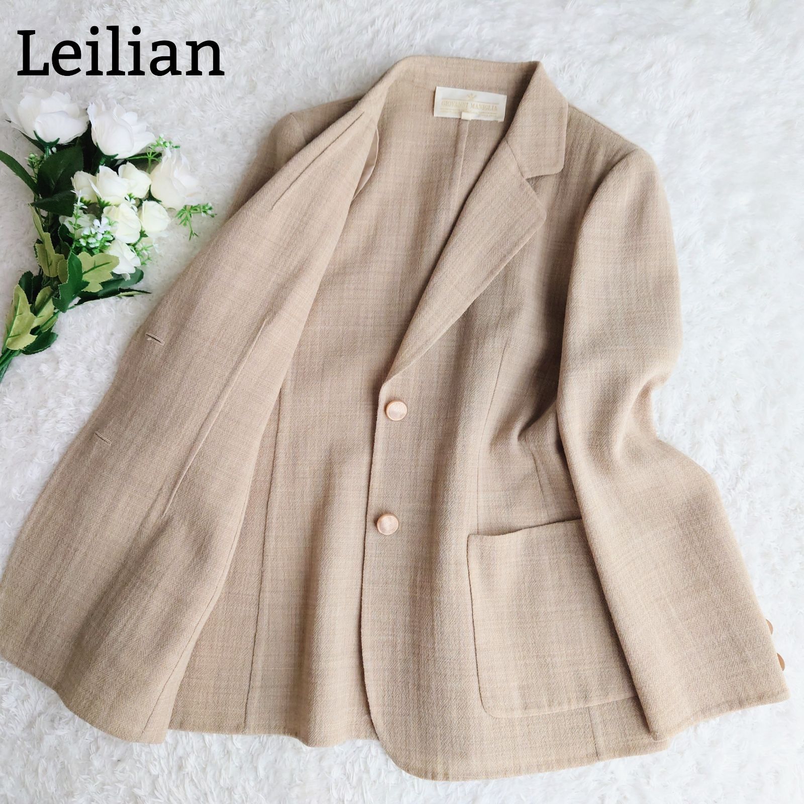 高級 美品 イタリア製 Leilian レリアン ジャケットコート 赤-