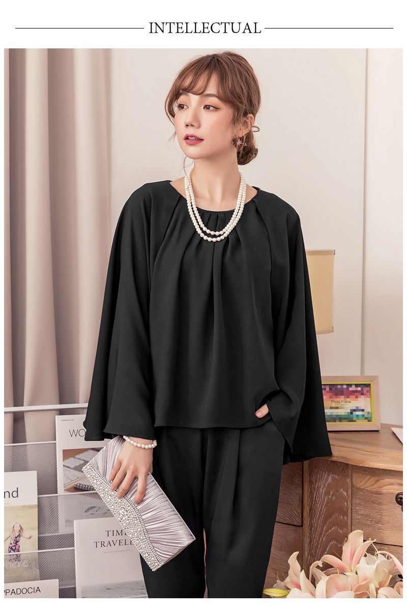 ママスーツ母ママセットアップ大きいサイズパンツドレスセットパーティー2点セットドレスパーティードレス半袖結婚式フォーマ