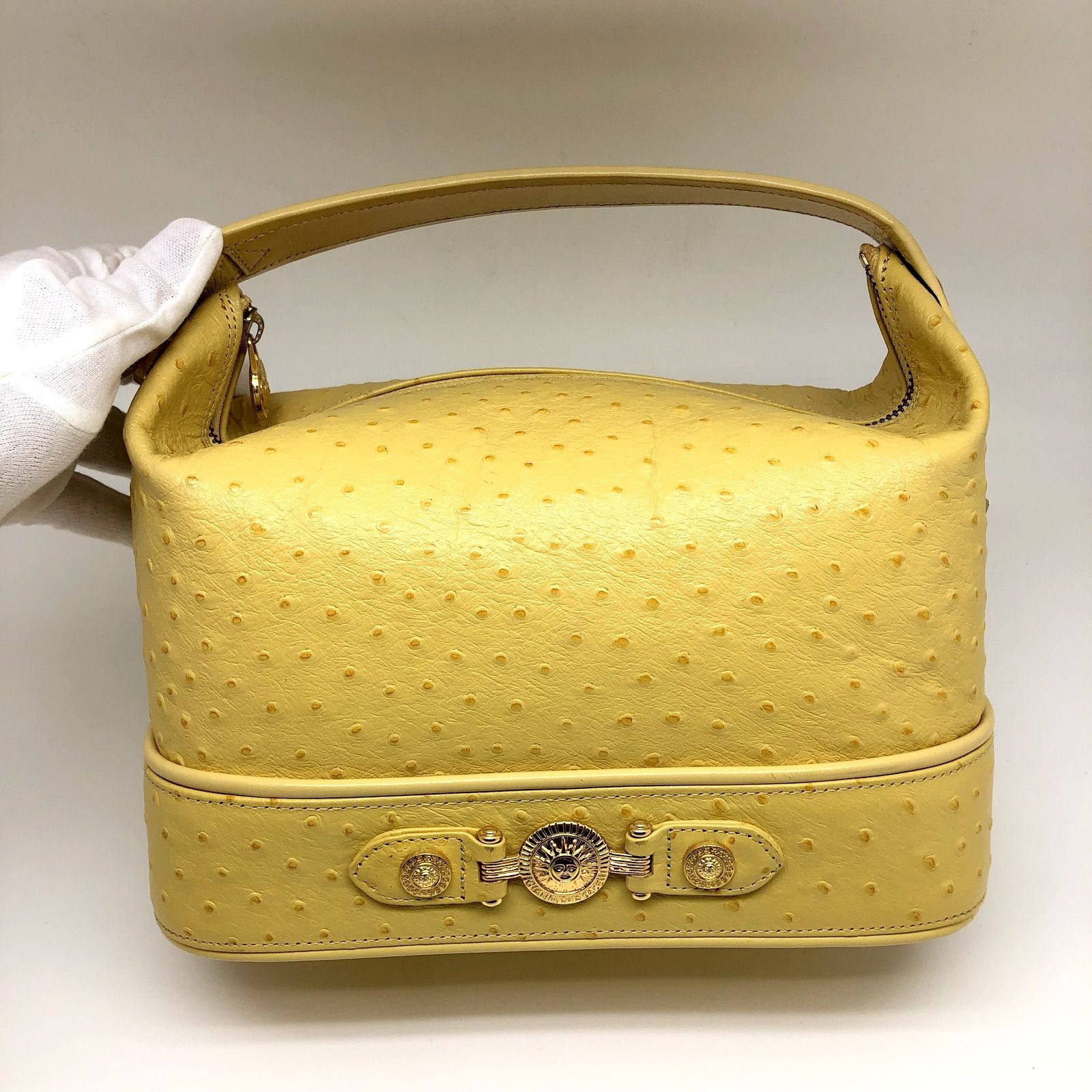 ヴェルサーチ バニティバッグ オーストリッチ型押しレザー