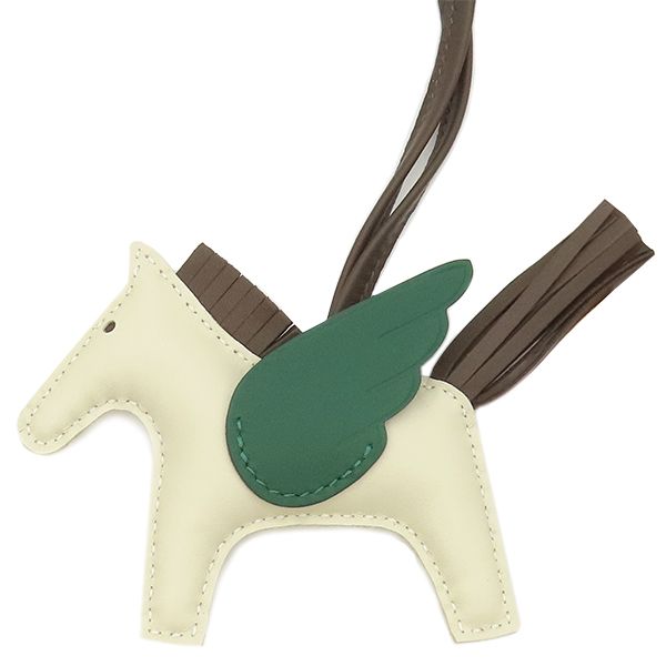 エルメス HERMES バッグチャーム ロデオPM ペガサス アニューミロ クレ×ショコラ×ヴェールモワイヤン オフホワイト こげ茶 緑 W刻印 20 箱