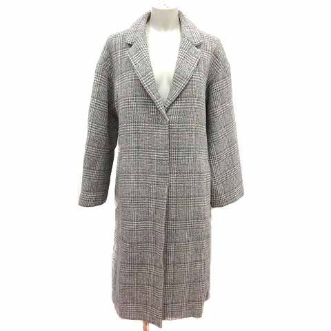 ヴェルサーチェ　グレンチェック　チェスターコート　L Safari12月号掲載】シンセティックレザーコンビ グレンチェック