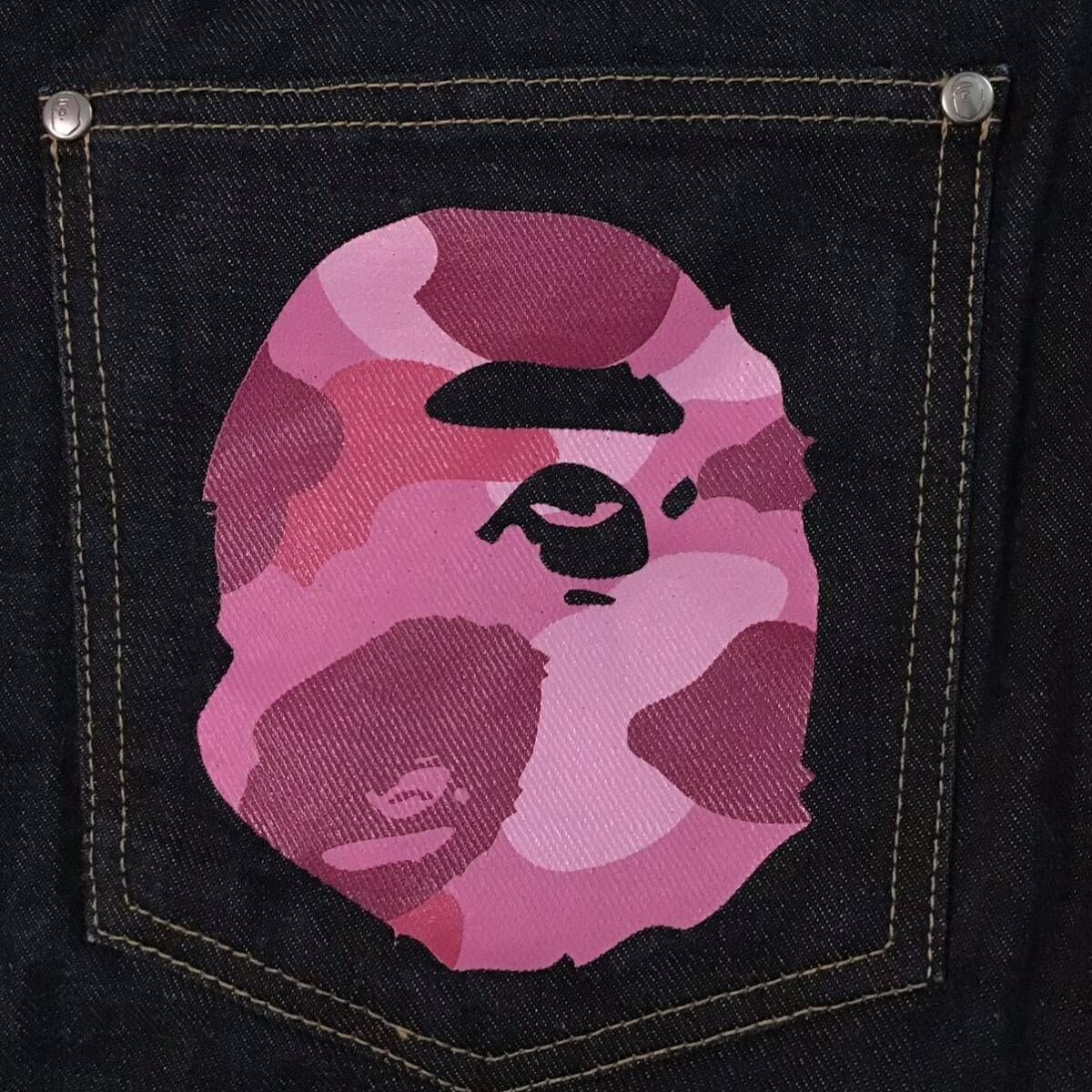☆青山限定☆ Pink camo APE HEAD Denim Pants Lサイズ a bathing ape
