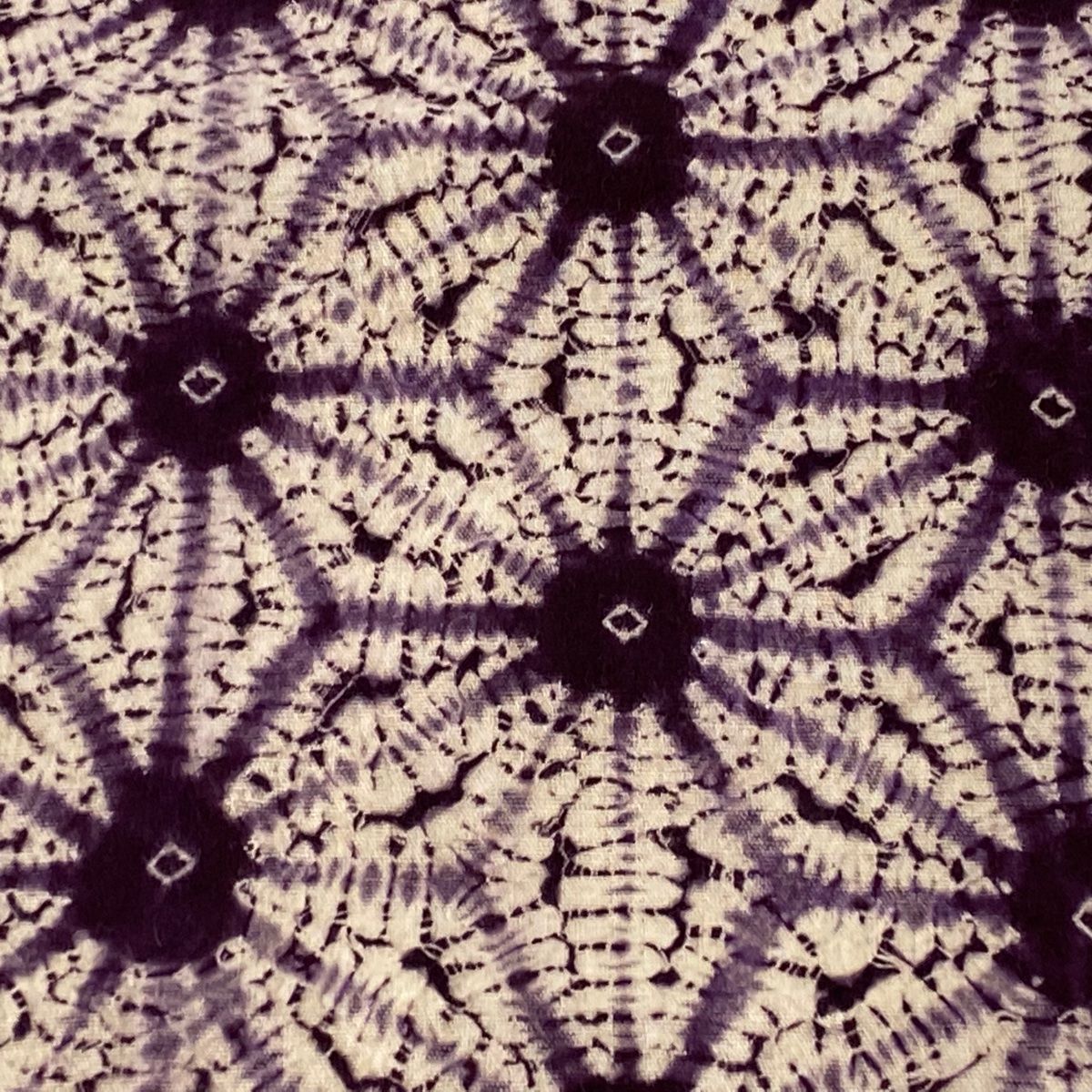 紫根染 名古屋帯 麻の葉模様 - 着物