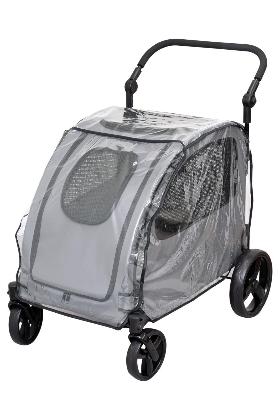 ottostyle.jp ペットカート 犬 大型犬 中型犬 小型犬 多頭 折りたたみ 4輪 耐荷重60kg ドッグカート 犬カート 犬ベビーカー 犬バギー ペットバギー 雨 カバー ブレーキ ストッパー付き ー 老犬 ペット用品 コンパクト通気性 グレー