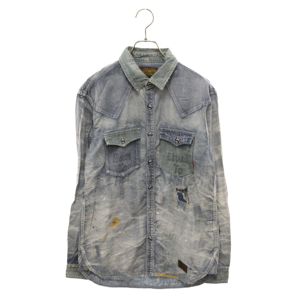 NEIGHBORHOOD (ネイバーフッド) 10AW SAVAGE7 / C-SHIRT.S 102ARNH-SHM06 ダメージリペア加工デニムウエスタンシャツ 長袖シャツ