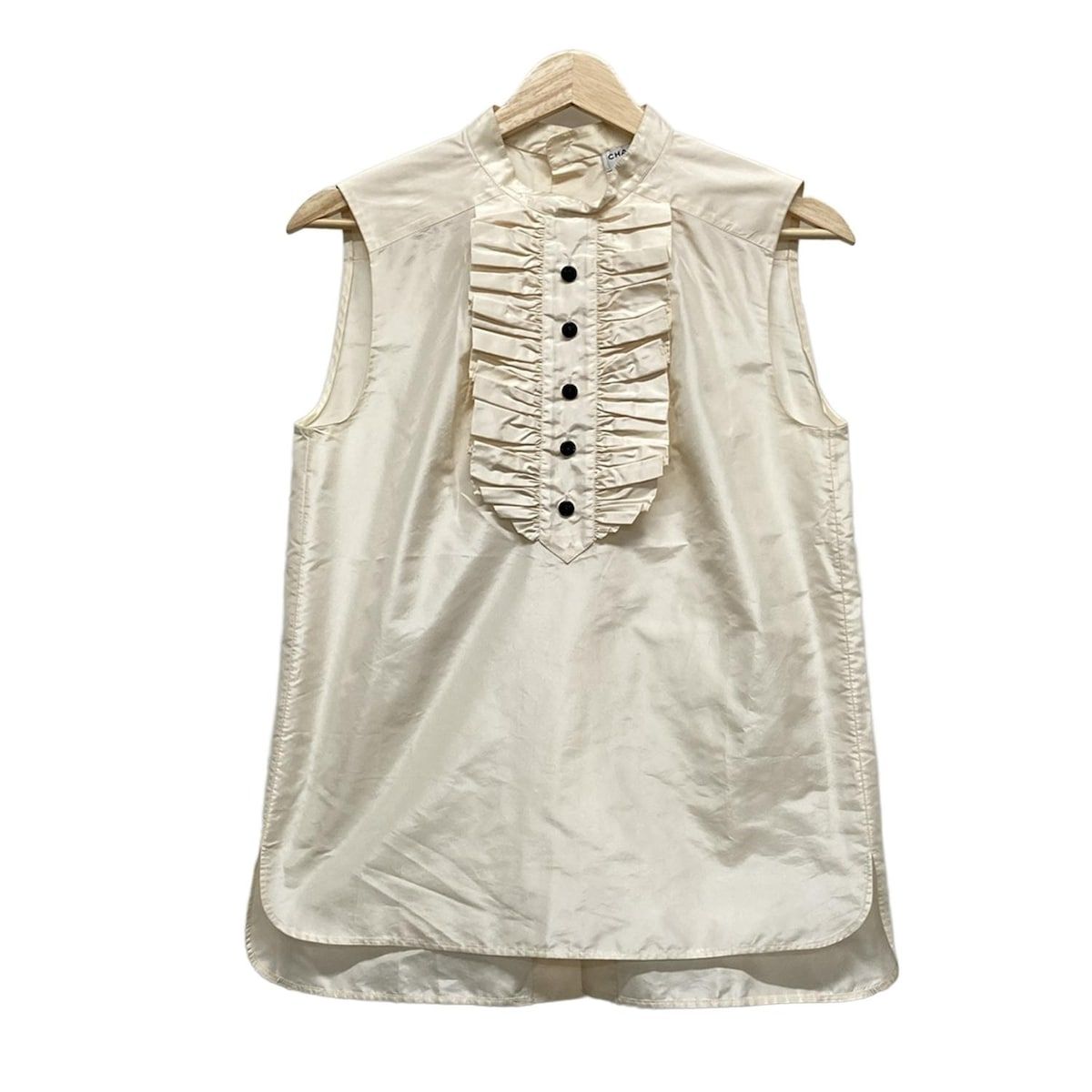 CHANEL シャネル チュニック サイズ38 M レディース - P29514 ベージュ その他 襟|ノースリーブ|シルク|フリル