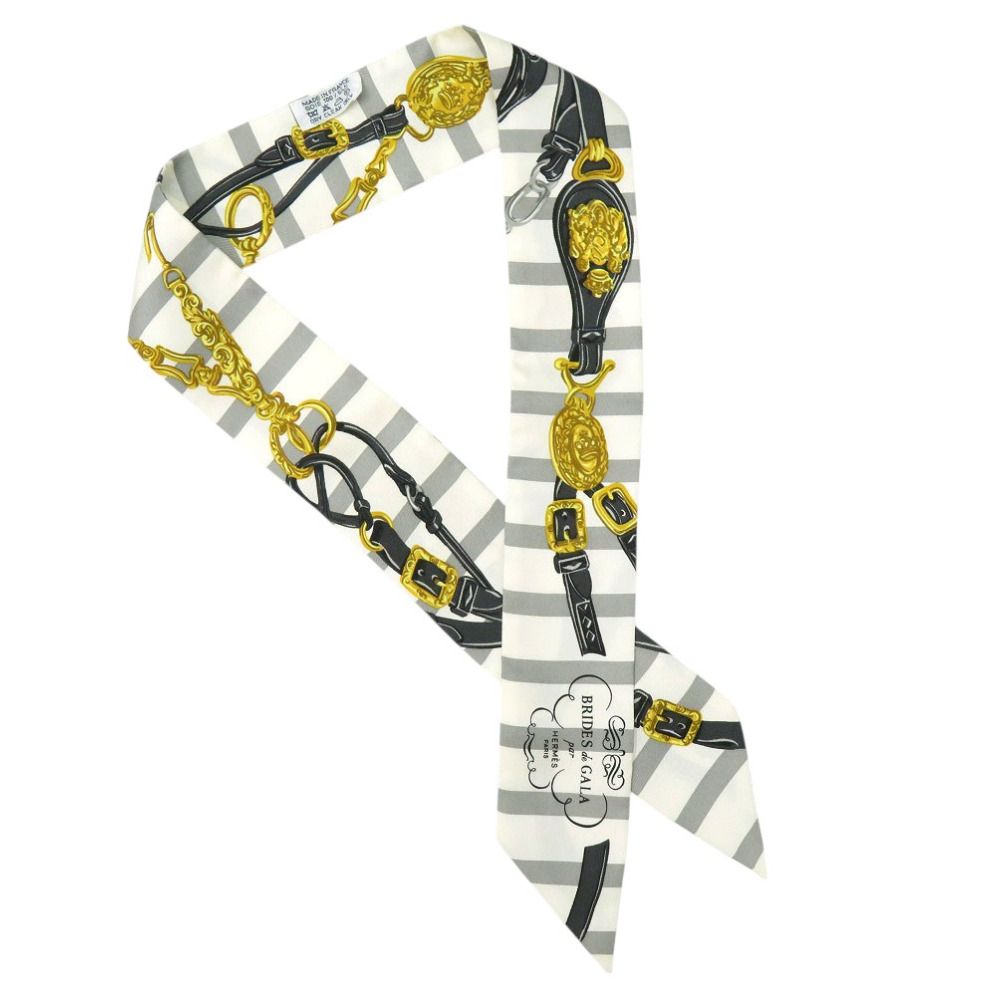 【美品】HERMES ツイリー BRIDES de GALA シルク エルメス 美品 エルメス BRIDES de GAL ツイリー Twilly ストライプ