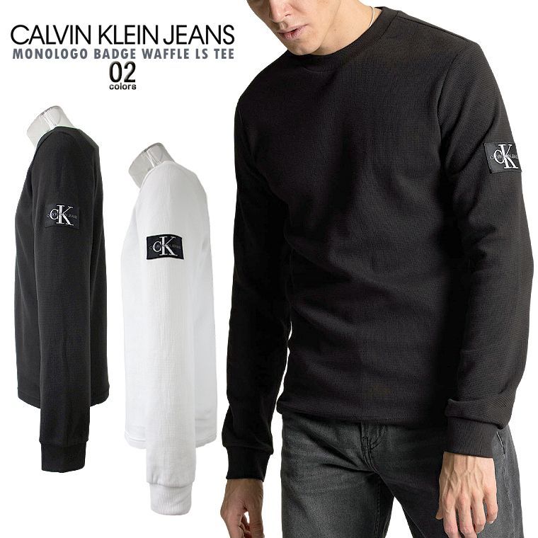 海外限定 CALVIN KLEIN JEANS モノグラムワッフルロングTシャツ