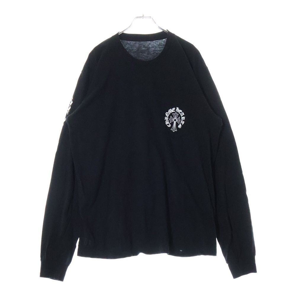 chrome hearts ブラック 長袖カットソー CH CHROME HEARTS (クロムハーツ) CH CRS Tee 袖ロゴ CHクロス