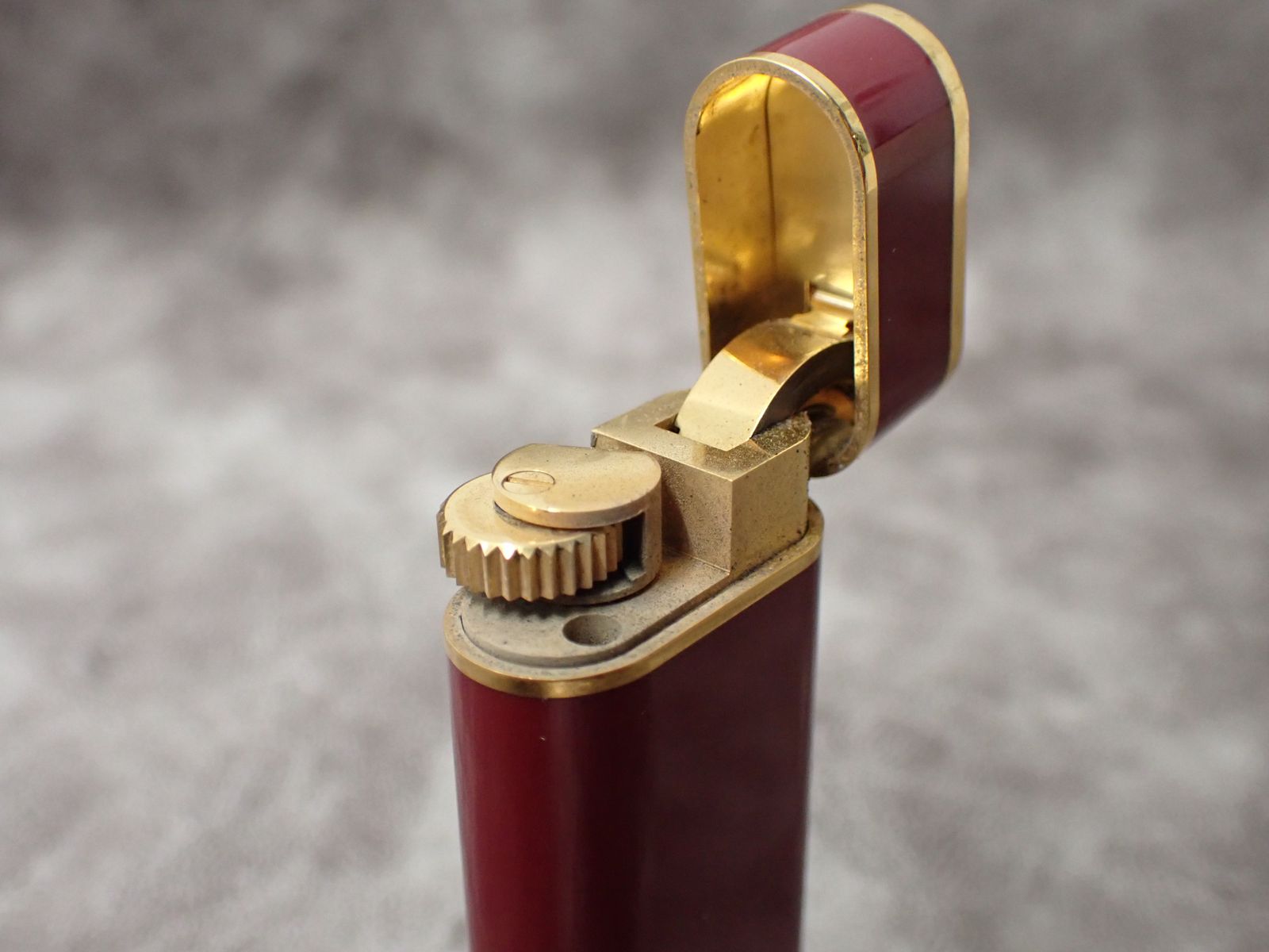 ✨ 【Cartier カルティエ ガスライター】ボルドー×ゴールド✨箱・取説 