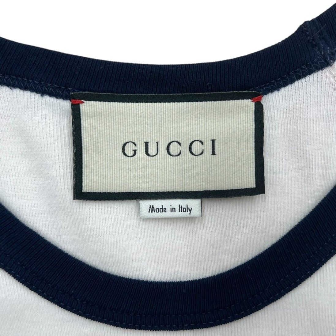 GUCCI Tシャツ カットソー 刺繍 テニスラケット オフホワイト マルチ