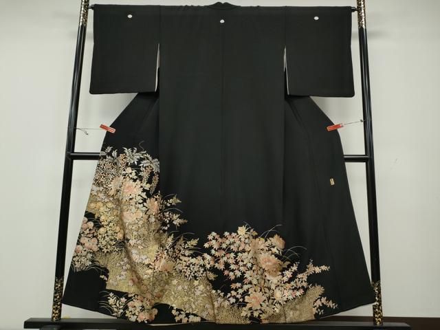 平和屋着物○金彩友禅 卓越技能者・名工・和田光正 黒留袖 竹垣草花文