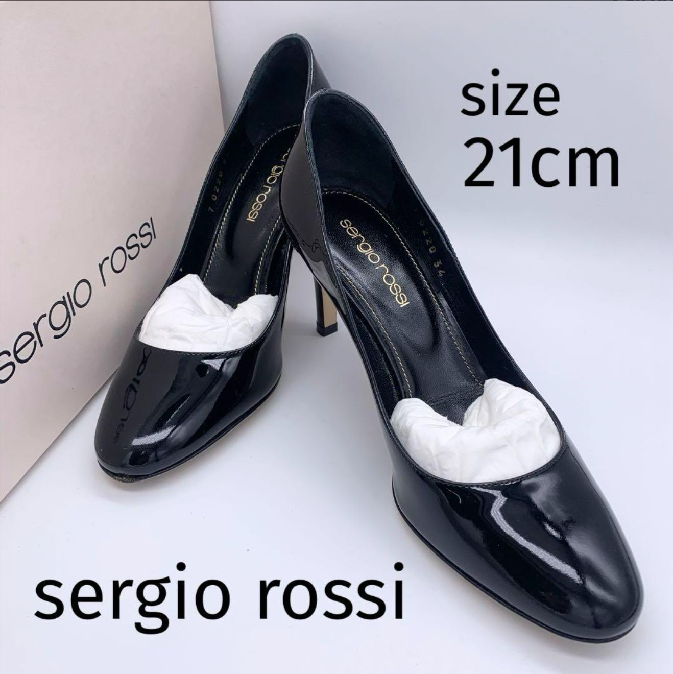 新品】sergio rossi セルジオロッシ パンプス 21cm 黒 エナメル ポイン 