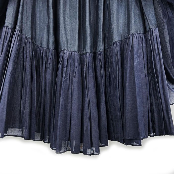 質屋古物市場ストア商品ドゥロワー　シルク　コットン　ギャザースカート　フレア　ロング　ネイビー　紺