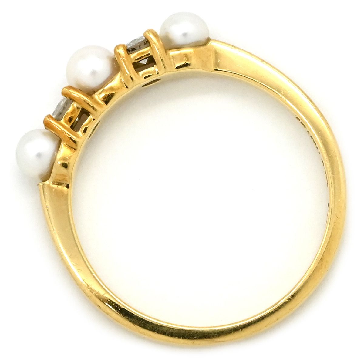 ティファニー Tiffany - Co リング 指輪 K18YG ダイヤモンド パール イエローゴールド T-Co. Au750 18K 18金 2P 2石 2粒 ダイヤ ベビーパール 真珠 10号