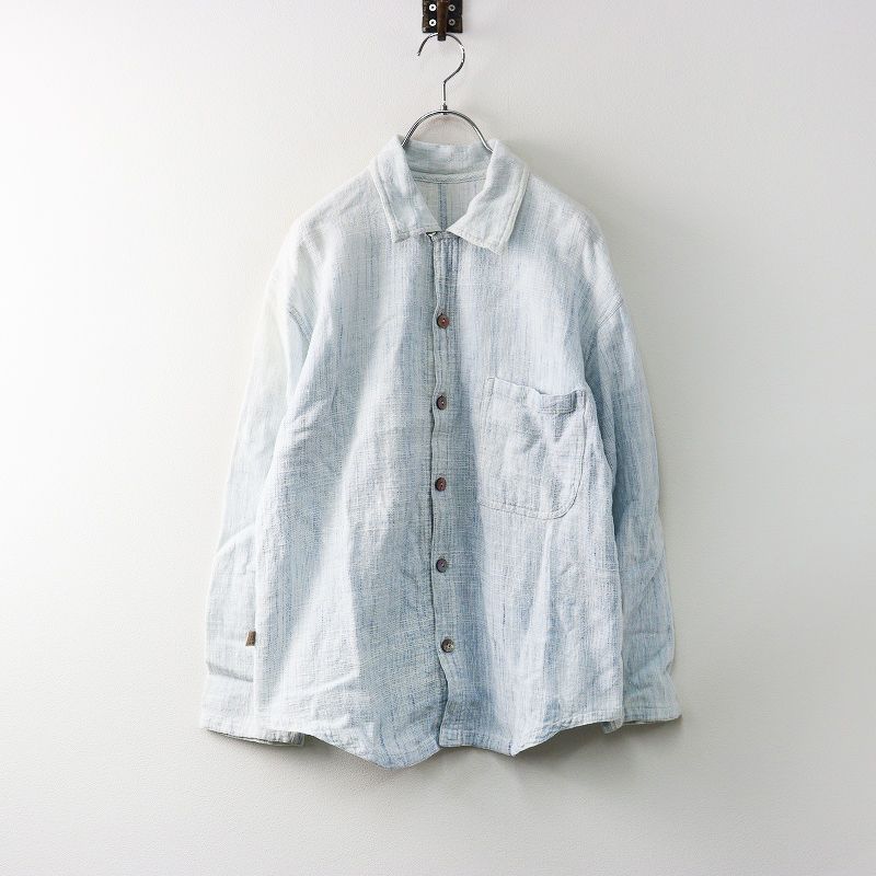 うさとのシャツ うさと USAATO 手織り 天然草木染め シャツ＼ライトブルー ブラウス