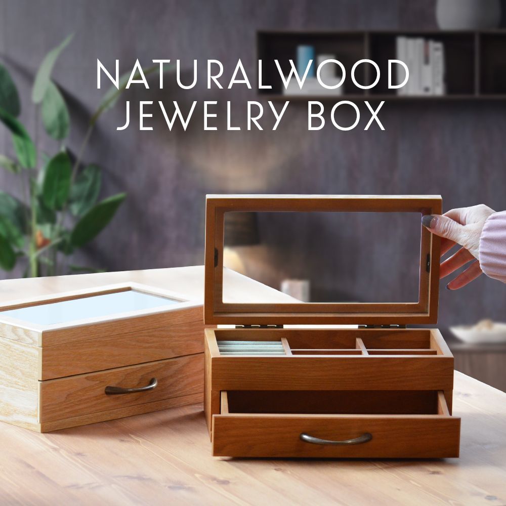 手作り天然チェリーメープル木製ジュエリーボックス 整理用品、小物