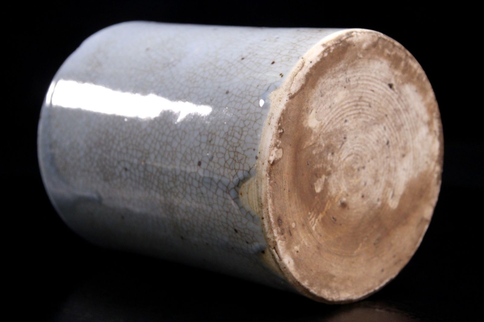 中国古玩 青釉筆筒 12.5cm 書道具 唐物 骨董 古美術 楾 D151.