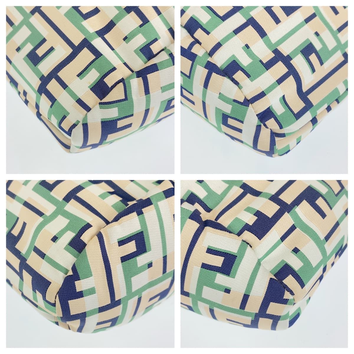 美品 FENDI フェンディ ズッカ柄 FFロゴ グリーン 緑 ピンク ネイビー 