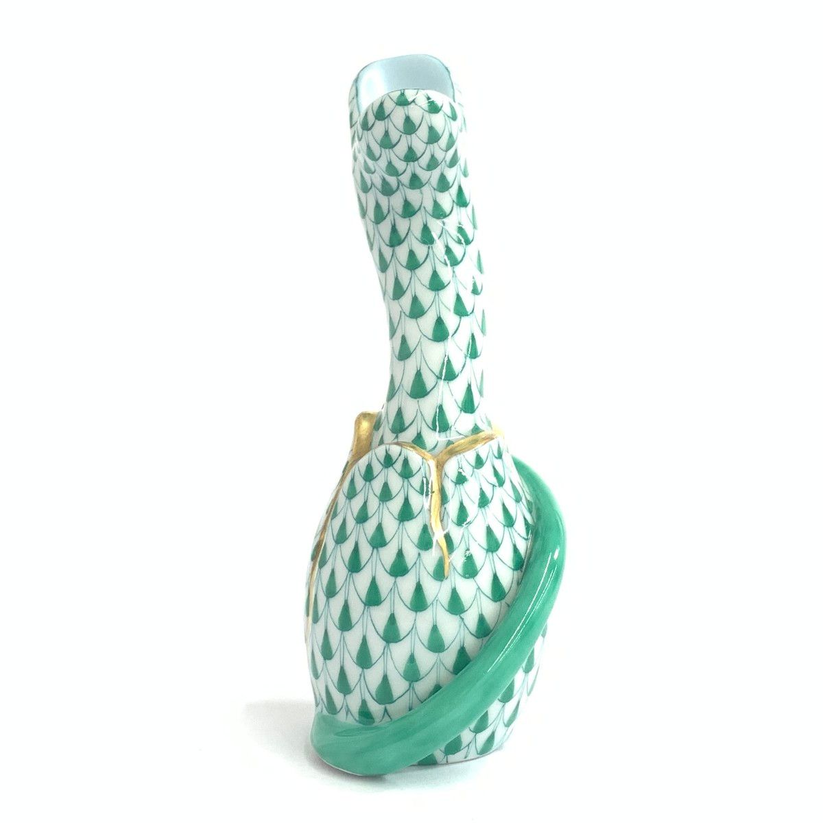 ヘレンド置物 良好 Herend ヘレンド ヘビ 蛇 置物 フィギュリン 1988 グリーン 陶器