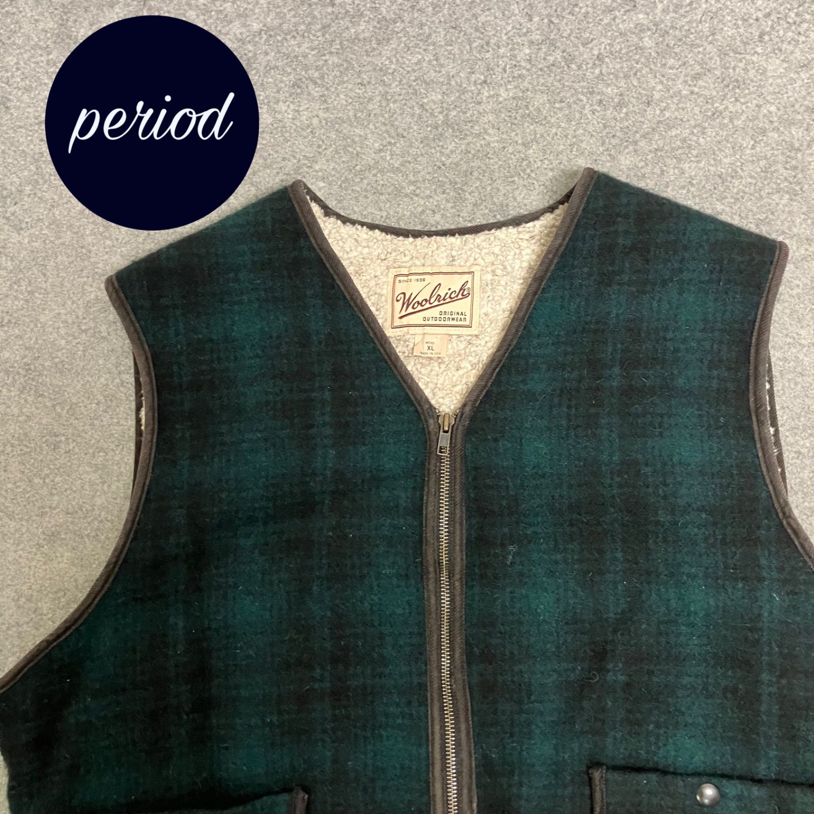 P2562 Woolrich 90s チェック 内ボア ウールベスト