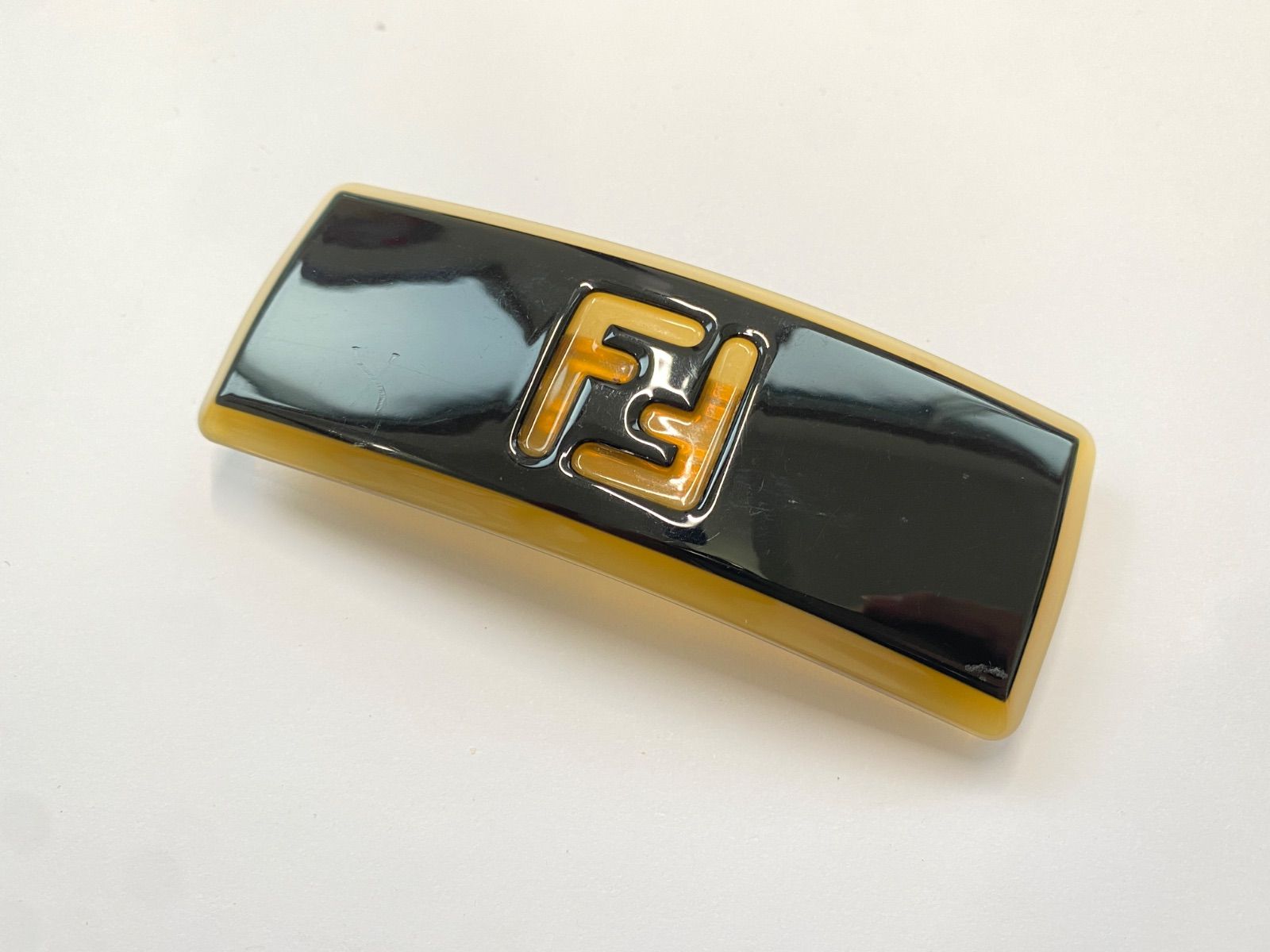 フェンディ バレッタ ロゴ ヘアーアクセ べっこう風 ヴィンテージ FENDI