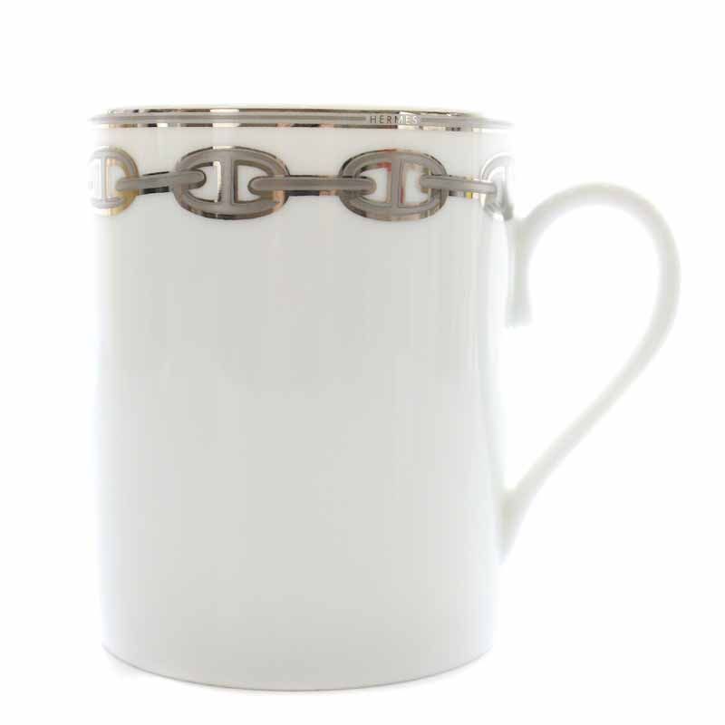 Tasse Hermès Authentique CHAINE D'ANCRE PLATINE 4134, Neuve Dans Sa Boîte, Couleur Blanche
