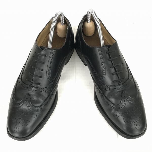 フランス名門 JOHN MENDSON 本革 ウイングチップ 26.5 黒 グッドイヤー製法 フルブローグ ドレスシューズ ビジネス MH-179