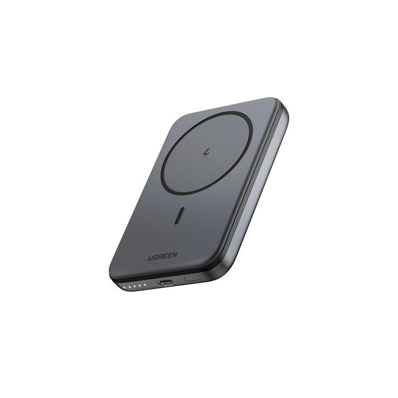 【人気商品】UGREEN Magnetic Wireless モバイルバッテリー Qi 7.5W マグネット式ワイヤレス充電対応 5000mAh コンパクト USB-Cポート入出力 USB-C充電ケーブル付き PSE技術基準適合 お肌に優しいシリコン