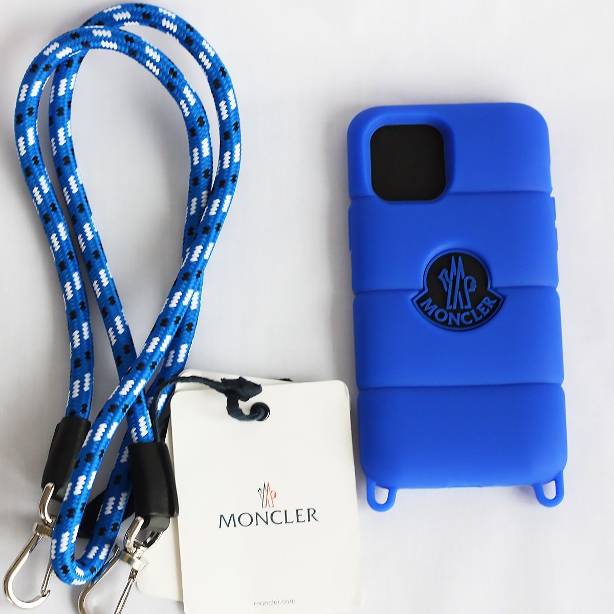 MONCLER モンクレール iPhone 12 12Proケース ショルダー ストラップ付 青 ブルー シリコン - メルカリ