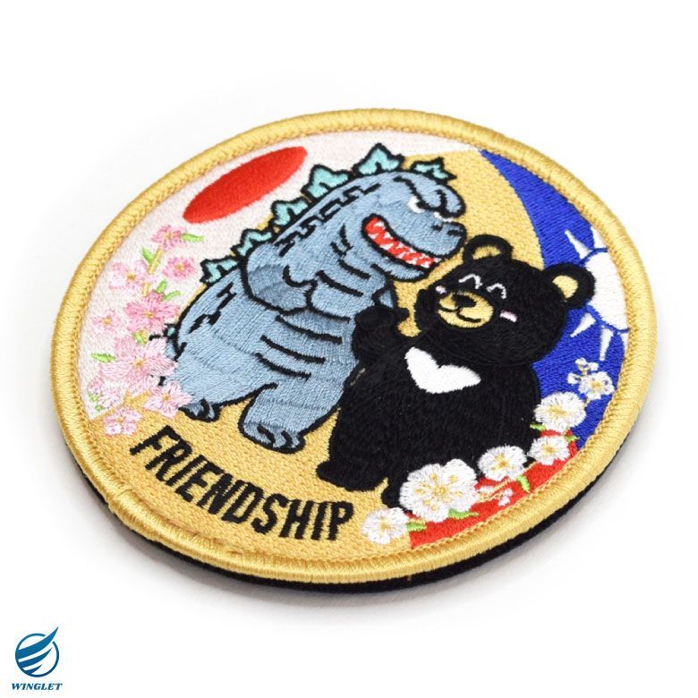 日本 台湾 友好 パッチ 両面 ベルクロ 付き ワッペン JAPAN TAIWAN