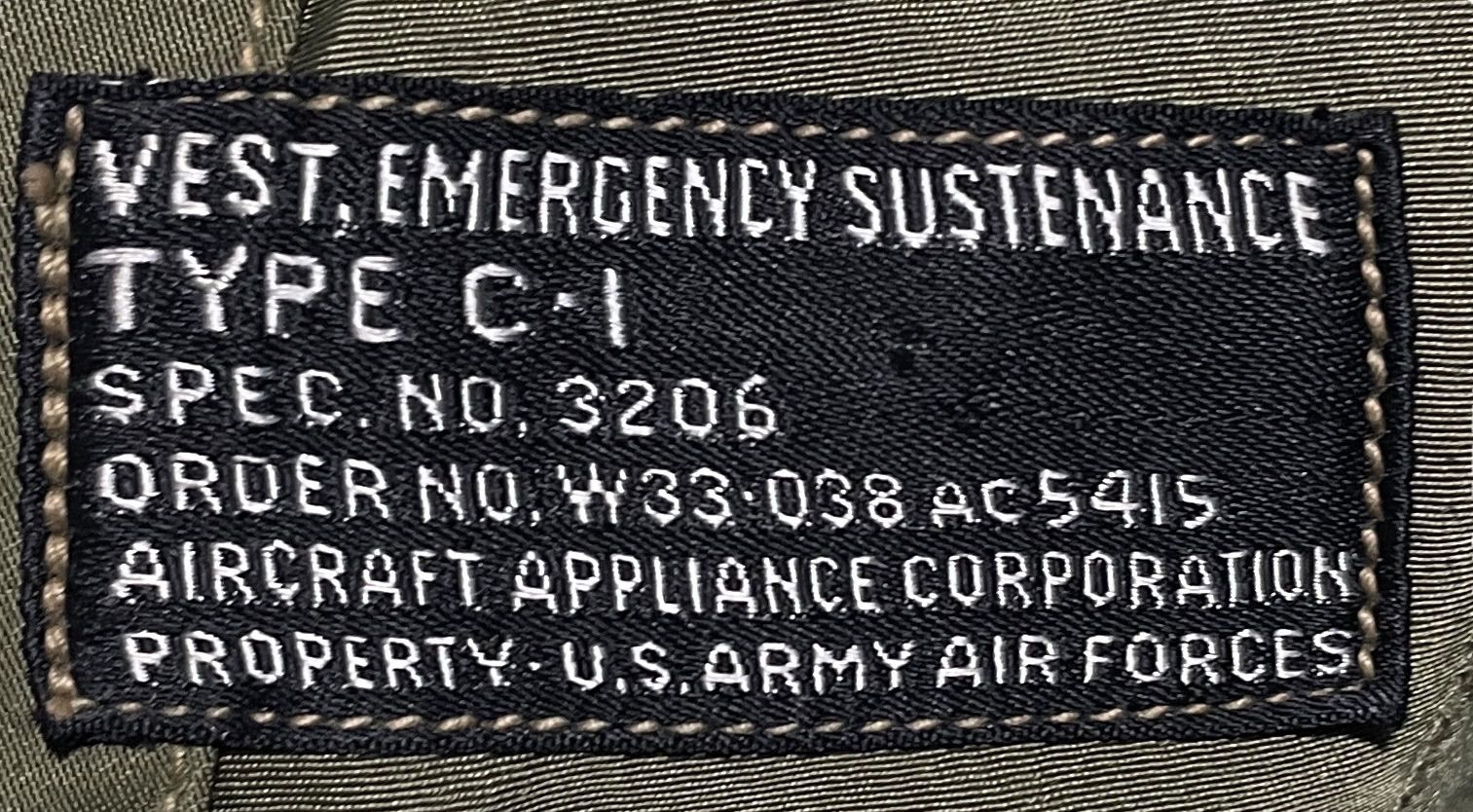 .米軍実物 40s 50s 空軍 ミリタリーベスト ヴィンテージ C1 アメリカ 米軍実物 40s 50s 空軍 ミリタリーベスト ヴィンテージ C1