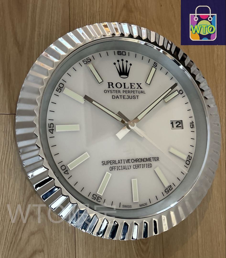 希少　海外販促品 ROLEX ロレックス デイデイト　シルバー　掛け時計 海外販促用 ROLEX ロレックス デイトジャスト大型掛け時計
