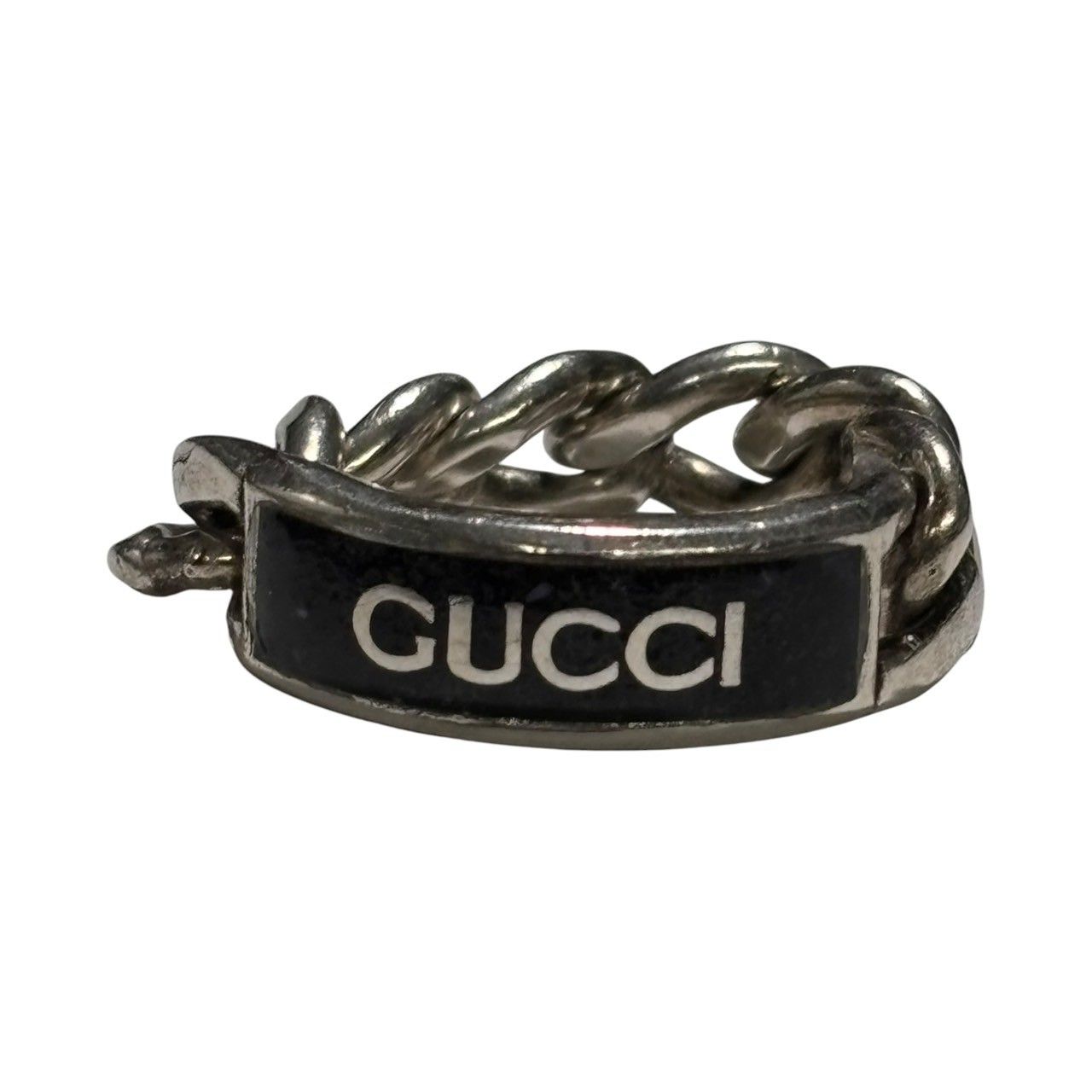 GUCCI(グッチ) 925 logo plated golmet chain ring 925 ロゴ プレート 