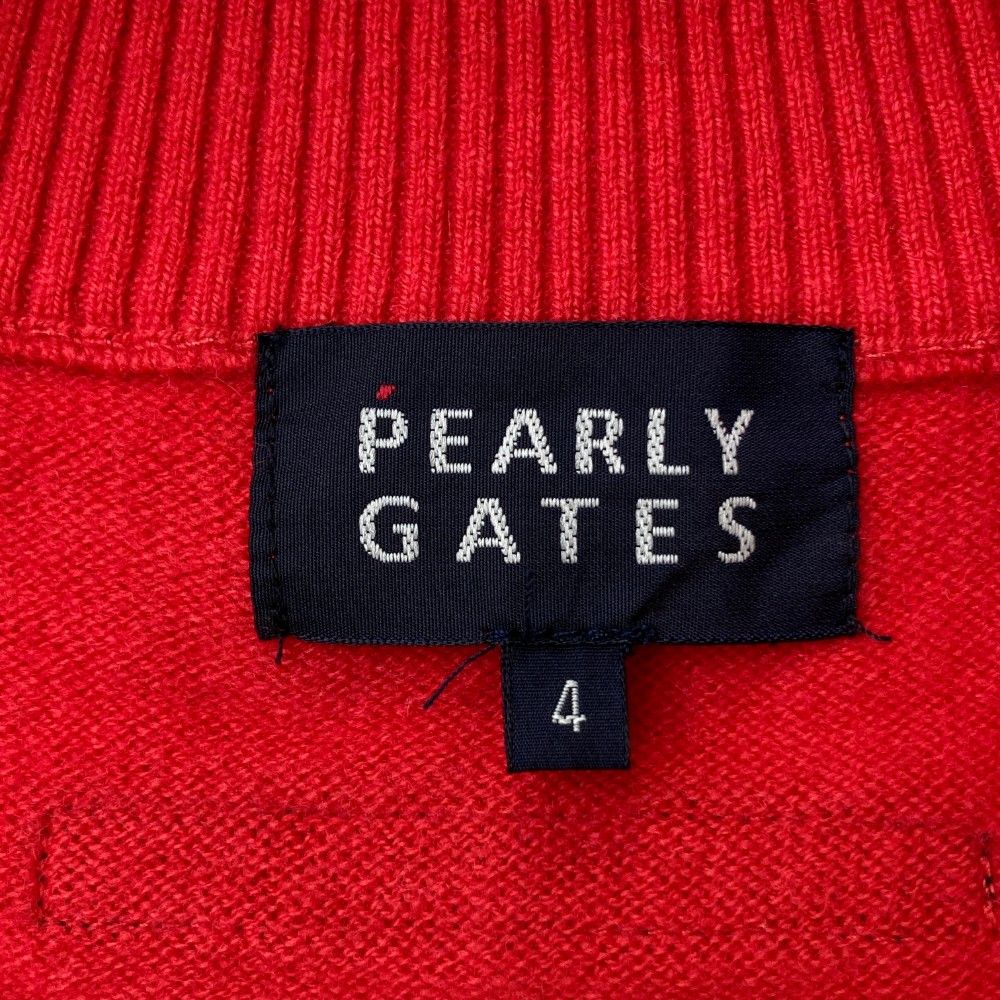 サイズ：4 PEARLY GATES パーリーゲイツ ; ニットジャケット カシミヤ混 ニコちゃん  レッド系 [240101406517] ゴルフウェア メンズ ストスト サイズ：4 PEARLY GATES パーリーゲイツ ; ニットジャケット