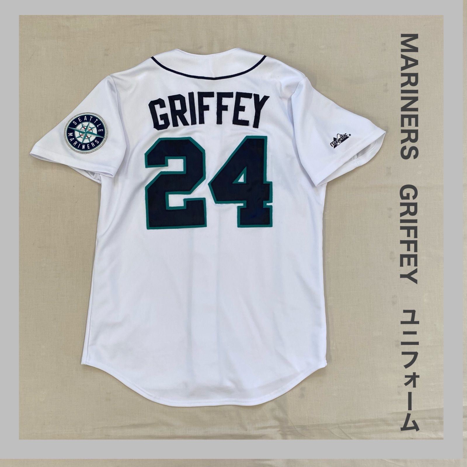 Majestic マジェスティック MARINERS マリナーズ GRIFFEY ２４ ケン グリフィーJr ロゴ刺繡 レプリカユニフォーム メジャーリーグ メジャー ベースボール 野球 野球観戦 応援ユニフォーム ロゴ刺繍 M ユニセックス