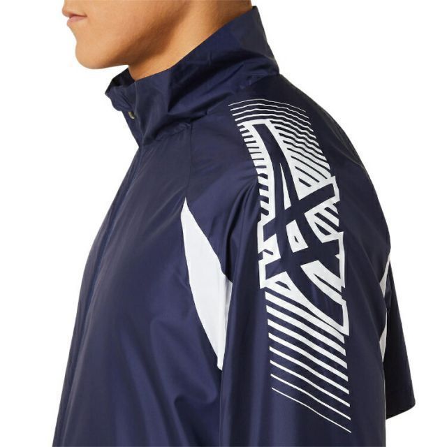 asics アシックス TEAM C WINDREAKER JACKET ピーコートxブリリアントホワイト 4XL 2031D535 400 | スポーツ メンズ 4XL ホワイト 白 紺 服 衣類 衣料品ウェア ウエア ウインドブレーカー ブレーカージャケッ