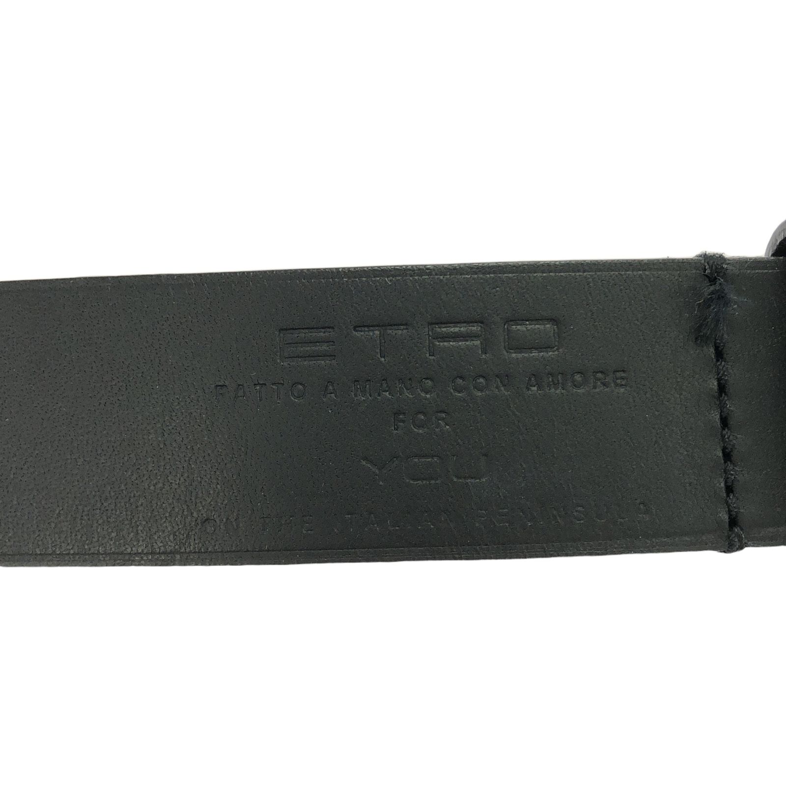 エトロ ETRO ベルト ベルト ブラック レザー ベルト メンズ Used A